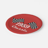 Retro 1959 Classic Black & White Checkered Flag Papieren Bordje (Gekanteld)
