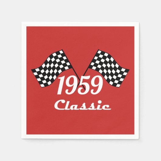 Retro 1959 Classic Black & White Checkered Flag Servet (Voorkant)