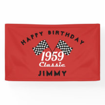 Retro 1959 Klassieke Zwarte & Witte Geruite Race V