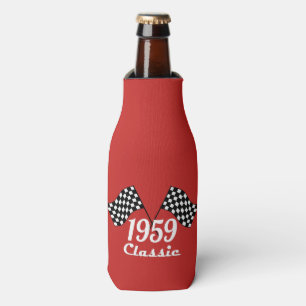 Retro 1959 Klassieke Zwarte & Witte Geruite Vlag Flesjeskoeler