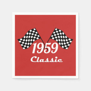 Retro 1959 Klassieke Zwarte & Witte Geruite Vlag Servet