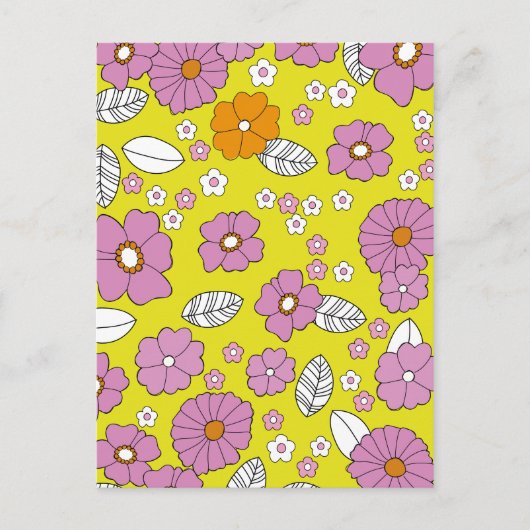 Retro 1960 Bloemen Briefkaart (Voorkant)