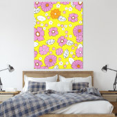 Retro 1960 Bloemen Canvas Afdruk (Insitu (Slaapkamer))