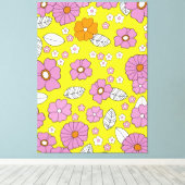 Retro 1960 Bloemen Canvas Afdruk (Insitu (Houten vloer))