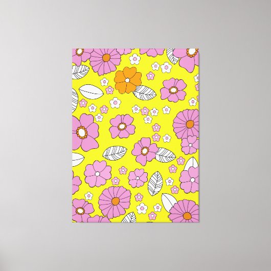 Retro 1960 Bloemen Canvas Afdruk (Voorkant)