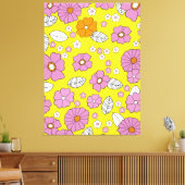 Retro 1960 Bloemen Canvas Afdruk (Insitu (Woonkamer))