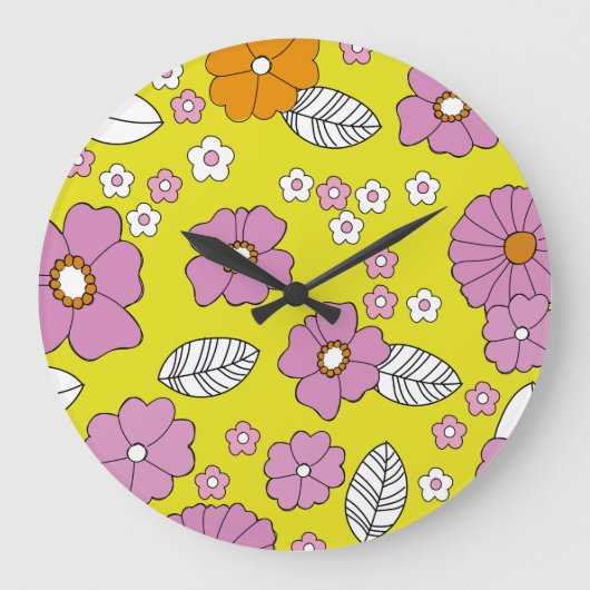 Retro 1960 Bloemen Grote Klok (Voorkant)