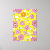 Retro 1960 Flowers Canvas Afdruk (Voorkant)