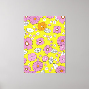 Retro 1960 Flowers Canvas Afdruk