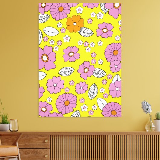 Retro 1960 Flowers Canvas Afdruk (Insitu (Woonkamer))