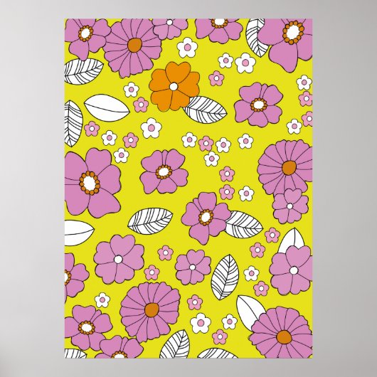 Retro 1960 Flowers Poster (Voorkant)