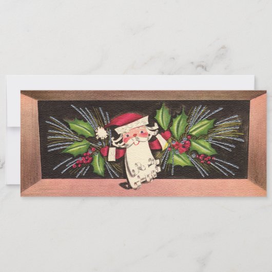 Retro 1960-kerstkaart voor kerstmis feestdagenkaart (Voorkant)