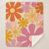 Retro 1960s bloemen bloemen bloemen bloemen 1970 sherpa deken (Voorkant)