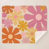Retro 1960s bloemen bloemen bloemen bloemen 1970 sherpa deken (Voorkant (horizontaal))
