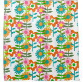 Retro 1960's bloemen douchegordijn (Voorkant)