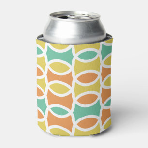 Retro 1960s Circles Ovalen Oranje Blauwgroen Gold Blikjeskoeler