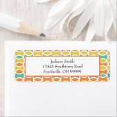 Retro 1960s Circles Ovalen Oranje Blauwgroen Gold Etiket (Insitu)