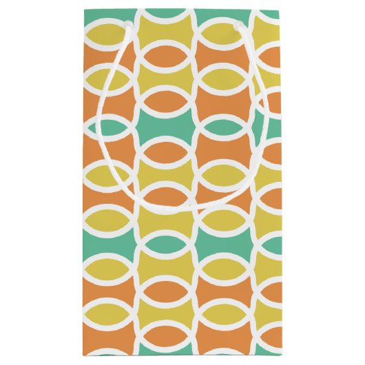 Retro 1960s Circles Ovalen Oranje Blauwgroen Gold Klein Cadeauzakje (Achterkant)