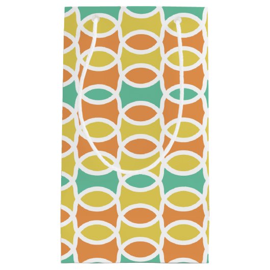 Retro 1960s Circles Ovalen Oranje Blauwgroen Gold Klein Cadeauzakje (Voorkant)