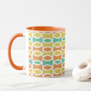 Retro 1960s Circles Ovalen Oranje Blauwgroen Gold Mok