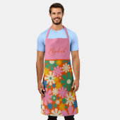 Retro 1960s Colorful Floral Pattern  Schort (Gedragen)