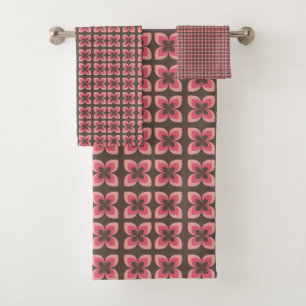 Retro 1960's Floral Roze Bad Handdoek