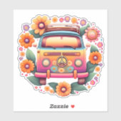 Retro 1960s Flower Bus Waterdicht Sticker (Vel)