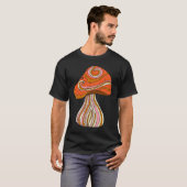 Retro 1960s Hippy Style Distressed Mushroom Graphi T-shirt (Voorkant volledig)