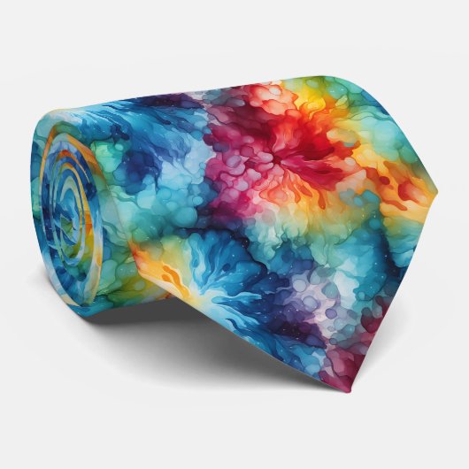 Retro 1960s Kleurrijke Stropdas-Dye Pattern Stropd Stropdas (Opgerold)
