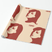 Retro 1960s minimalistische vrouw illustratie kuns cadeaupapier (Uitgerold)