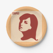 Retro 1960s minimalistische vrouw illustratie kuns papieren bordje (Voorkant)