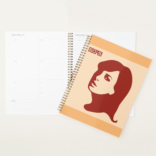 Retro 1960s minimalistische vrouw illustratie kuns planner