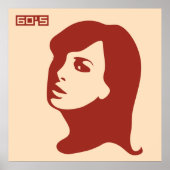 Retro 1960s minimalistische vrouw illustratie kuns poster (Voorkant)