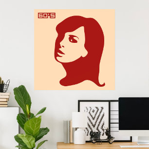 Retro 1960s minimalistische vrouw illustratie kuns poster