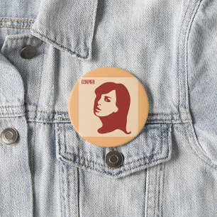 Retro 1960s minimalistische vrouw illustratie kuns ronde button 7,6 cm