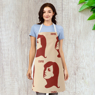 Retro 1960s minimalistische vrouw illustratie kuns schort