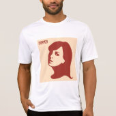 Retro 1960s minimalistische vrouw illustratie kuns t-shirt (Voorkant)