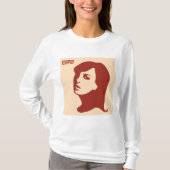 Retro 1960s minimalistische vrouw illustratie kuns t-shirt (Voorkant)