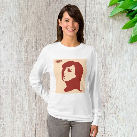 Retro 1960s minimalistische vrouw illustratie kuns t-shirt