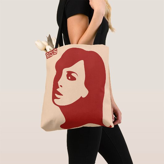 Retro 1960s minimalistische vrouw illustratie kuns tote bag