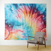 Retro 1960s Rainbow Tie Dye Style Tapestry Wandkleed (In Situ (horizontaal))