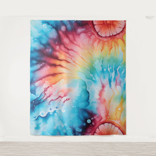 Retro 1960s Rainbow Tie Dye Style Tapestry Wandkleed