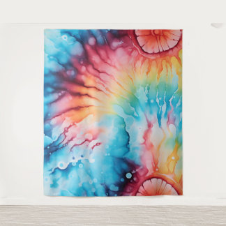 Retro 1960s Rainbow Tie Dye Style Tapestry Wandkleed