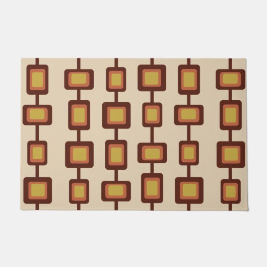 Retro 1960s Rond vierkant Geel Sinaasappel Deurmat (Voorkant)