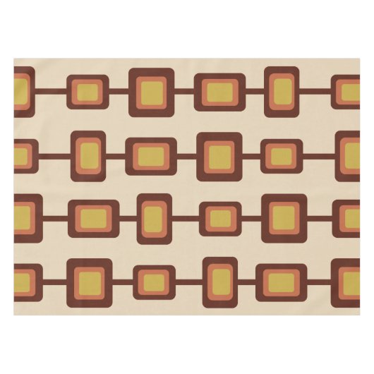 Retro 1960s Rond vierkant Geel Sinaasappel Tafelkleed (Voorkant (Horizontaal))