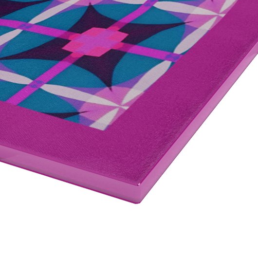 Retro 1960's Stijlpatroon in Roze, Paarse & Blauw Snijplank (Hoek)