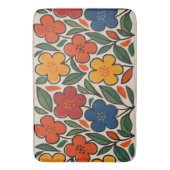 Retro 1960s Style Floral Pattern Badmat (Voorkant Verticaal)