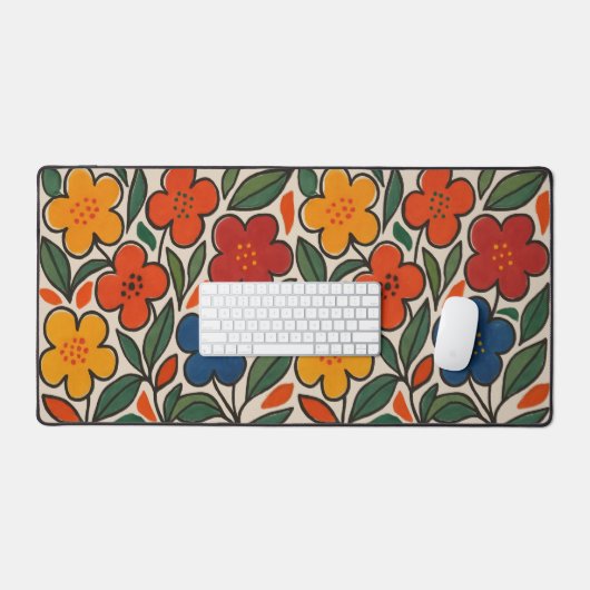 Retro 1960s Style Floral Pattern Bureaumat (Keyboard & Muis)