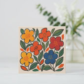 Retro 1960s Style Floral Pattern Kaart (Staand voorkant)