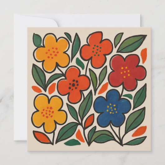 Retro 1960s Style Floral Pattern Kaart (Voorkant)
